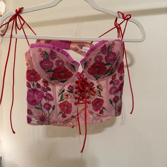 For Love And Lemons Pink Floral Lace-Up Corset - Picture 2 of 4